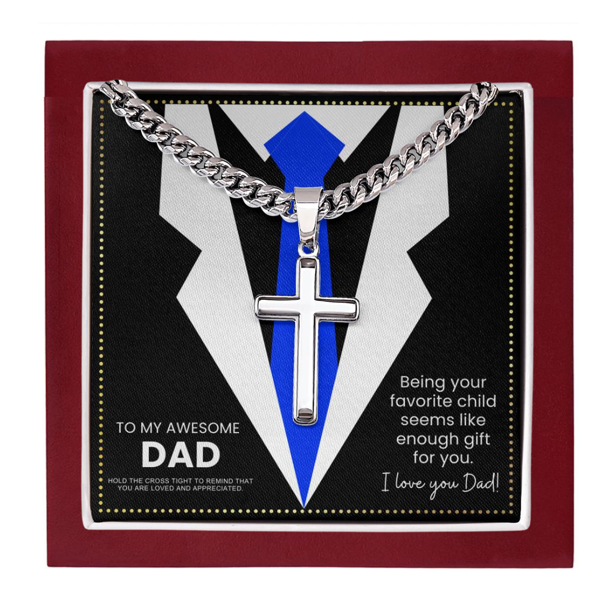 JGF Jewelry Gifts for Family Cross necklace For Dad From Your Favorite Daughter