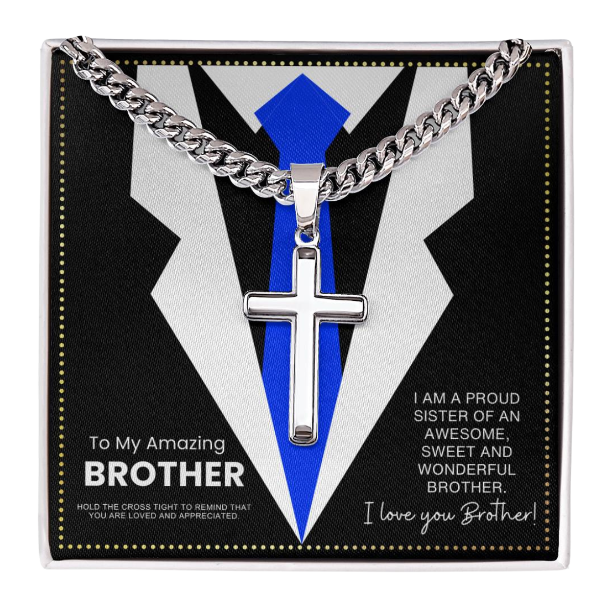 JGF Jewelry Gifts for Family Brother's Birthday Cross Necklace For Men Stainless Steel Pendant