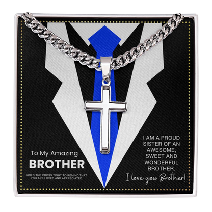 JGF Jewelry Gifts for Family Brother's Birthday Cross Necklace For Men Stainless Steel Pendant