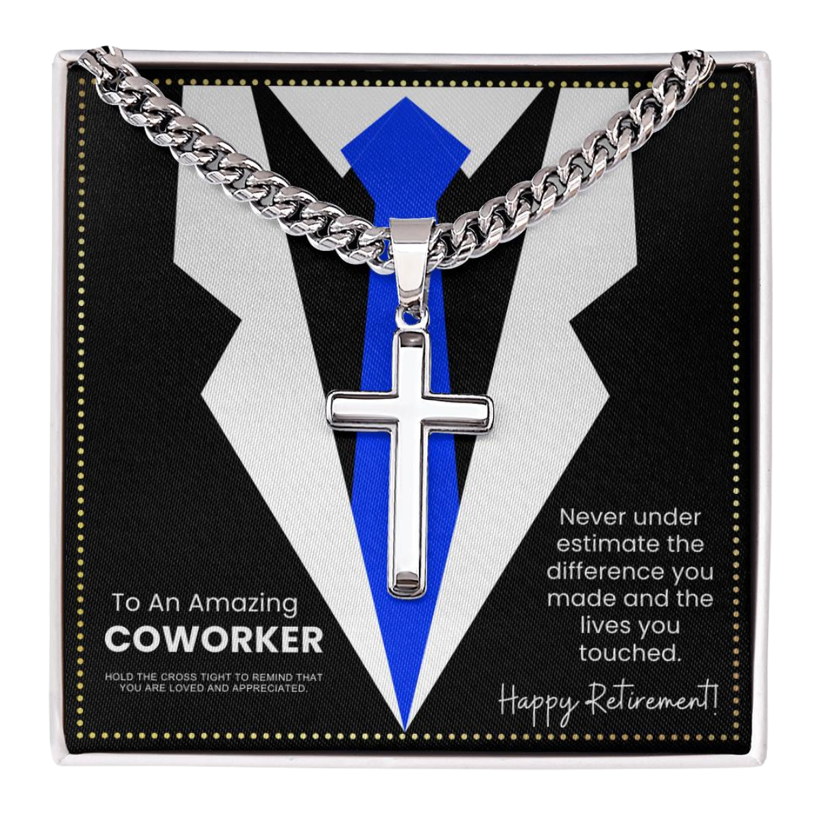 JGF Jewelry Gifts for Family Retirement Cross Necklace Presents For Men Coworker