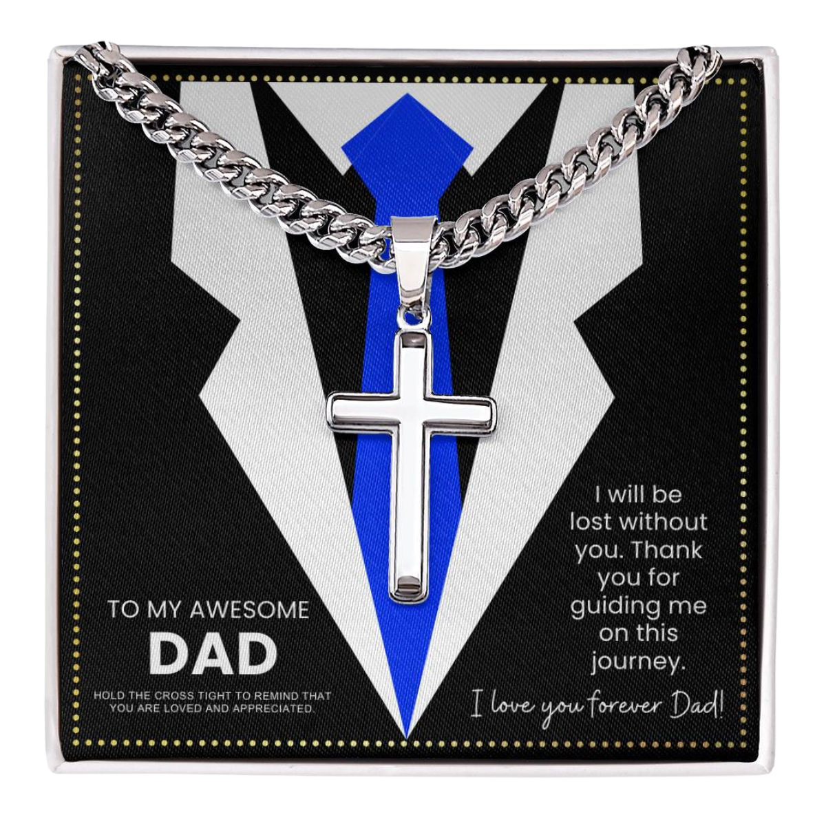 JGF Jewelry Gifts for Family Silver Necklace Cross Pendant For Dad