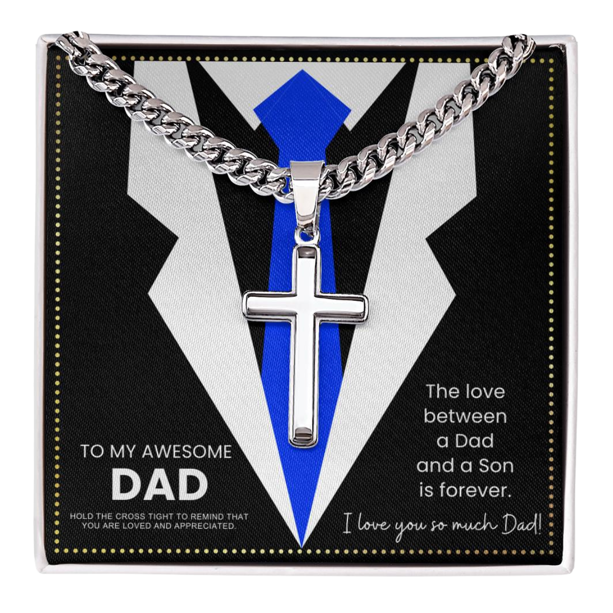 JGF Jewelry Gifts for Family Silver Necklace Cross Pendant For Dad From Son