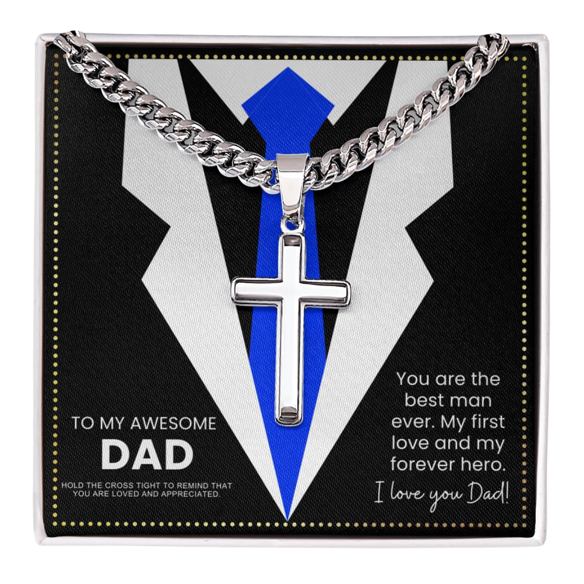 JGF Jewelry Gifts for Family Sterling Silver Cross Necklace For Dad From Son