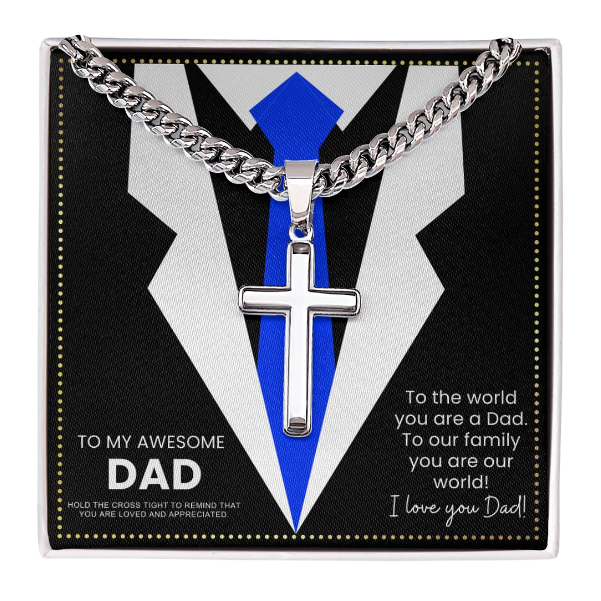 JGF Jewelry Gifts for Family Dad Cross Necklace From Son And Daughter