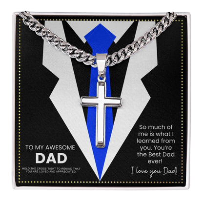 JGF Jewelry Gifts for Family Sterling Silver Cross Necklace For Dad From Son  For Men