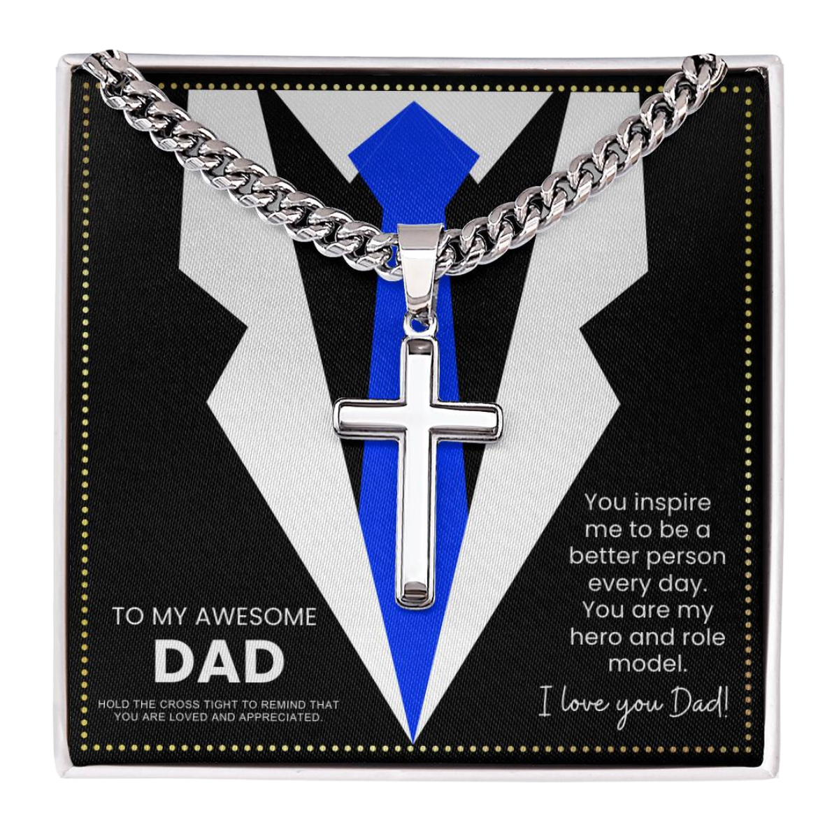 JGF Jewelry Gifts for Family My Dad Is Awesome Cross Necklace For Him