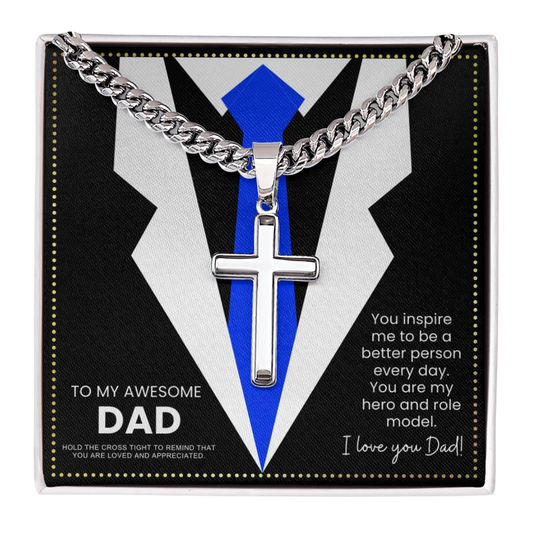 JGF Jewelry Gifts for Family My Dad Is Awesome Cross Necklace For Him