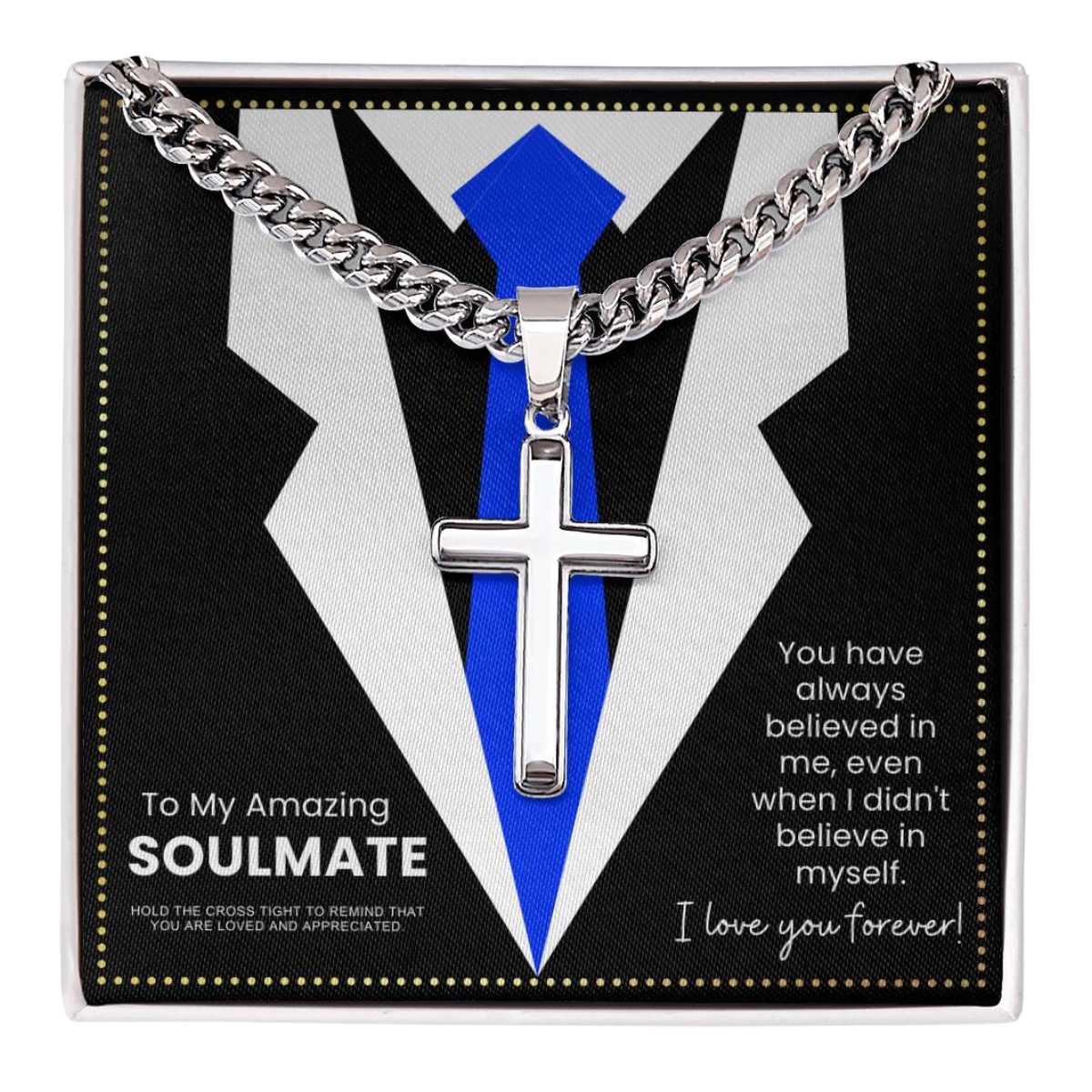 JGF Jewelry Gifts for Family To My Soulmate Cross Necklace For Him