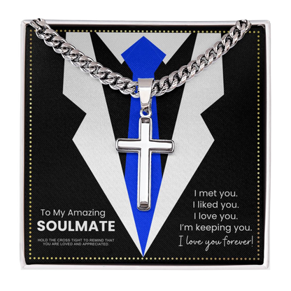 JGF Jewelry Gifts for Family To My Soulmate Necklace For Men