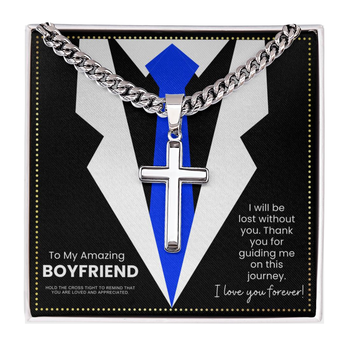 JGF Jewelry Gifts for Family Sterling Silver Cross Necklace For Men