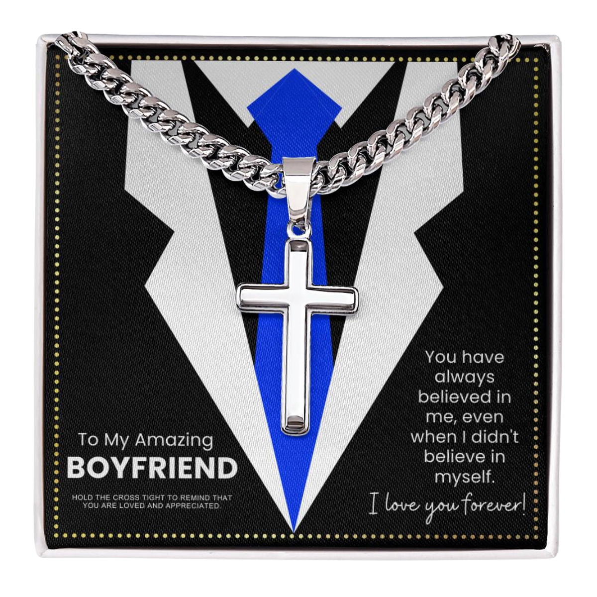 JGF Jewelry Gifts for Family Sterling Silver Cross Necklace To My Future Husband