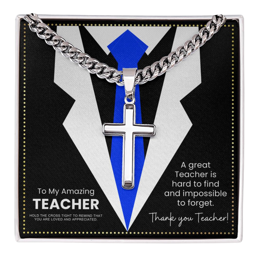 JGF Jewelry Gifts for Family Thank You Cross Necklace Silver Gifts For Teachers Men