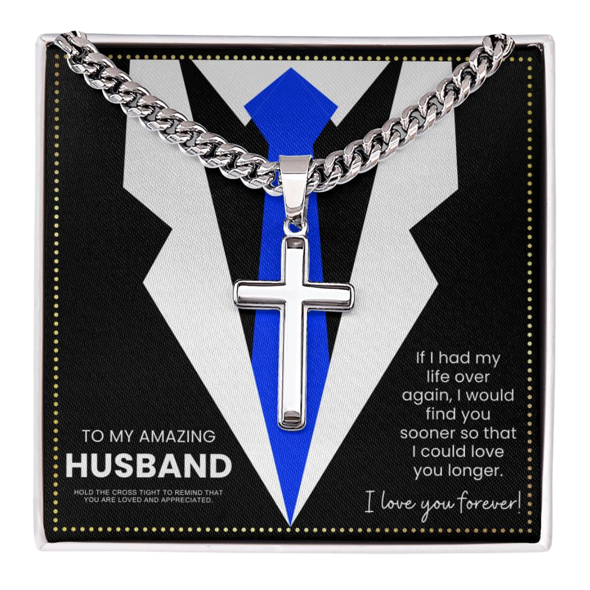 JGF Jewelry Gifts for Family Husband Cross Necklace Gift From Wife 15 Years Crucifix Necklace Men