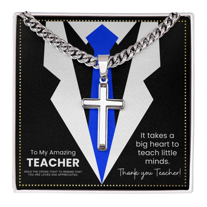 JGF Jewelry Gifts for Family Thank You Gifts for Teachers Cuban Link Chain For Men With Cross Pendant