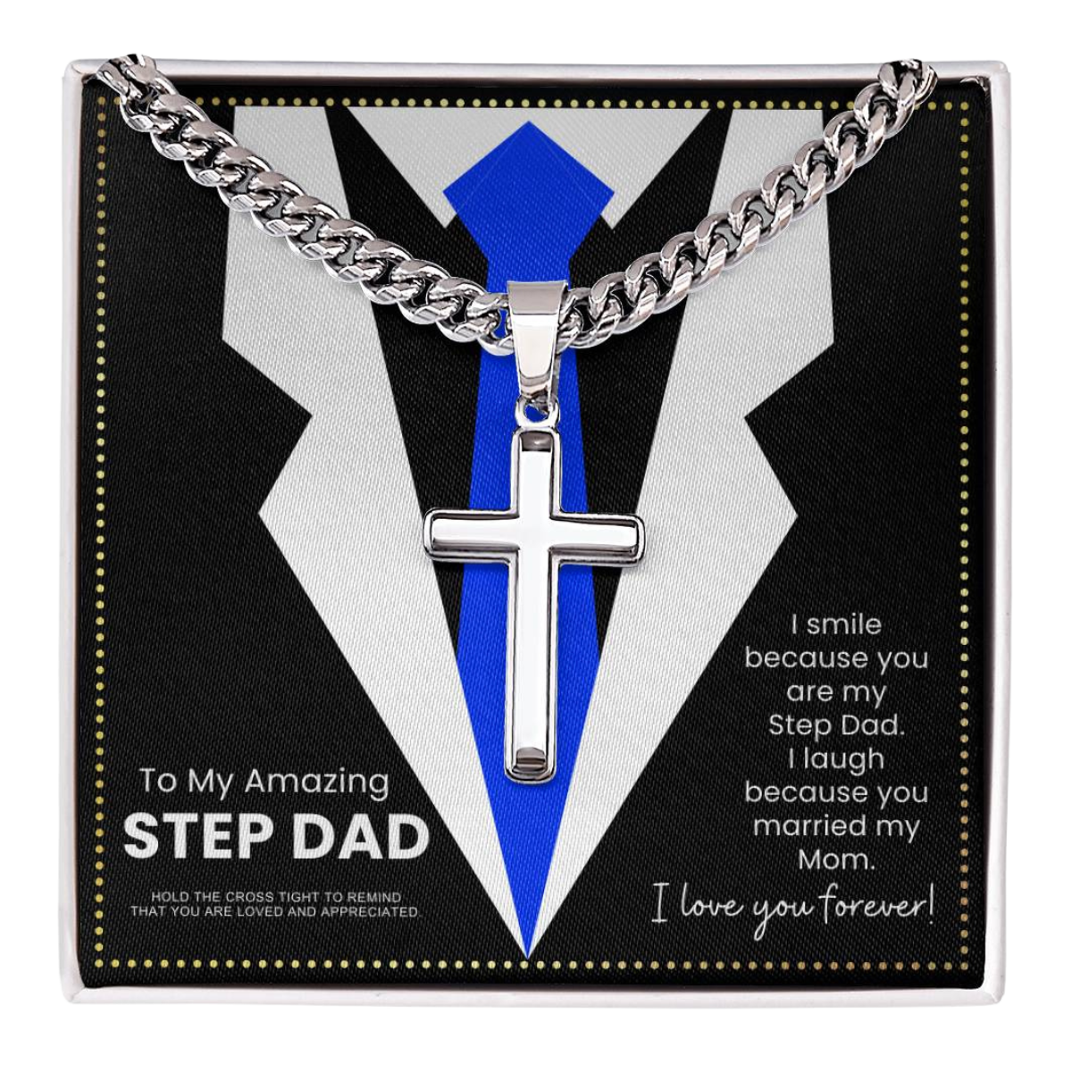 JGF Jewelry Gifts for Family Sterling Silver Cross Necklace For Men Step Dad From Step Son