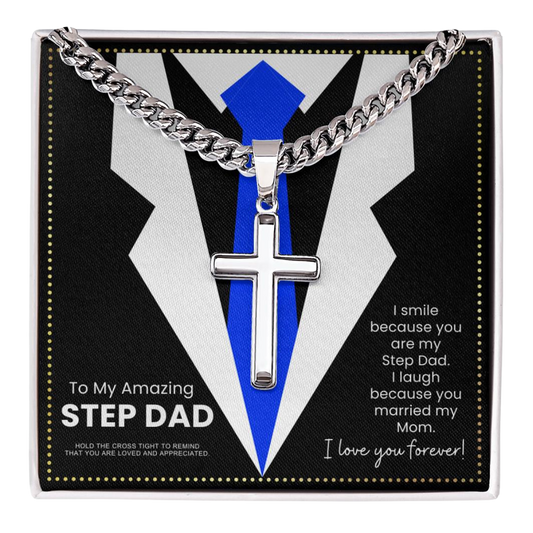 JGF Jewelry Gifts for Family Sterling Silver Cross Necklace For Men Step Dad From Step Son