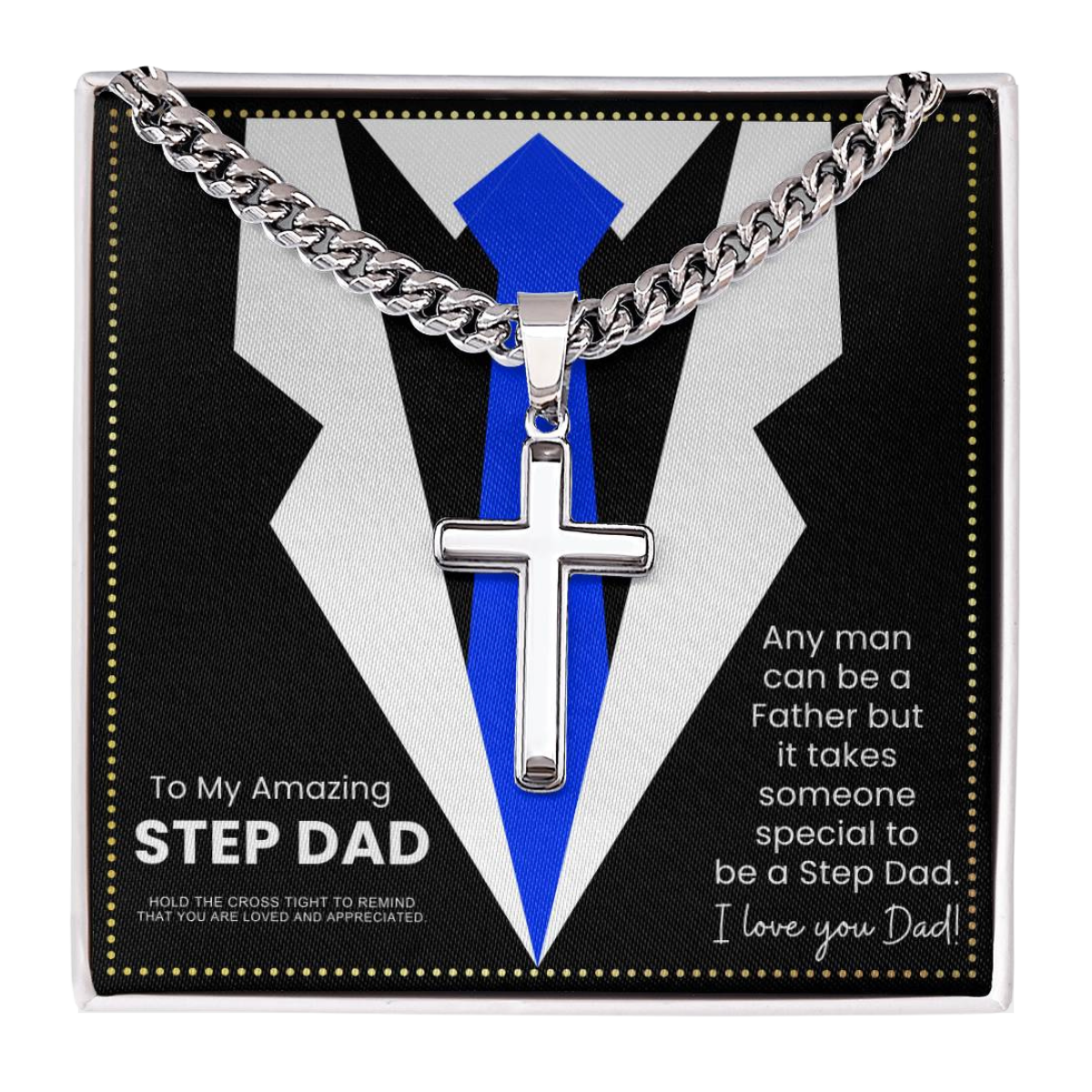 JGF Jewelry Gifts for Family I Love My Step Dad Cross Necklace