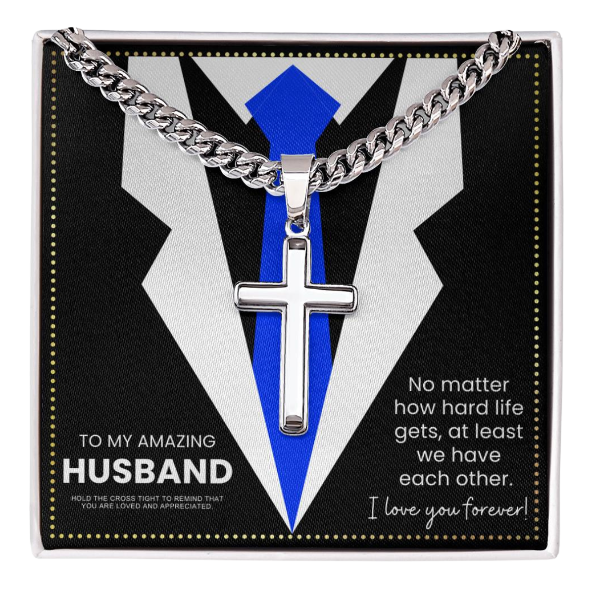 JGF Jewelry Gifts for Family Husband Birthday Message Card From Wife Religious Men Crucifix Cross Necklace Catholic