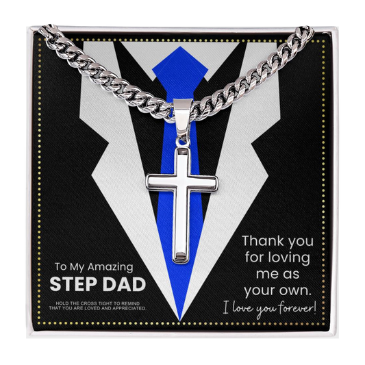 JGF Jewelry Gifts for Family To My Step Dad Cross Necklace From Step Son