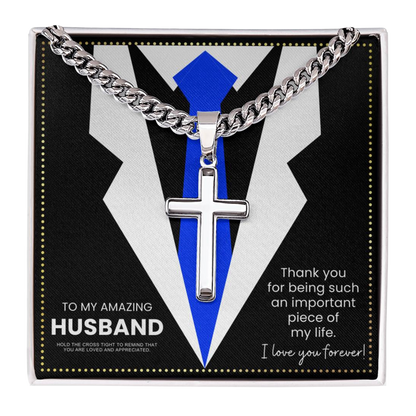 JGF Jewelry Gifts for Family 4th Anniversary Cross Necklace For Men Silver Presents For Husband