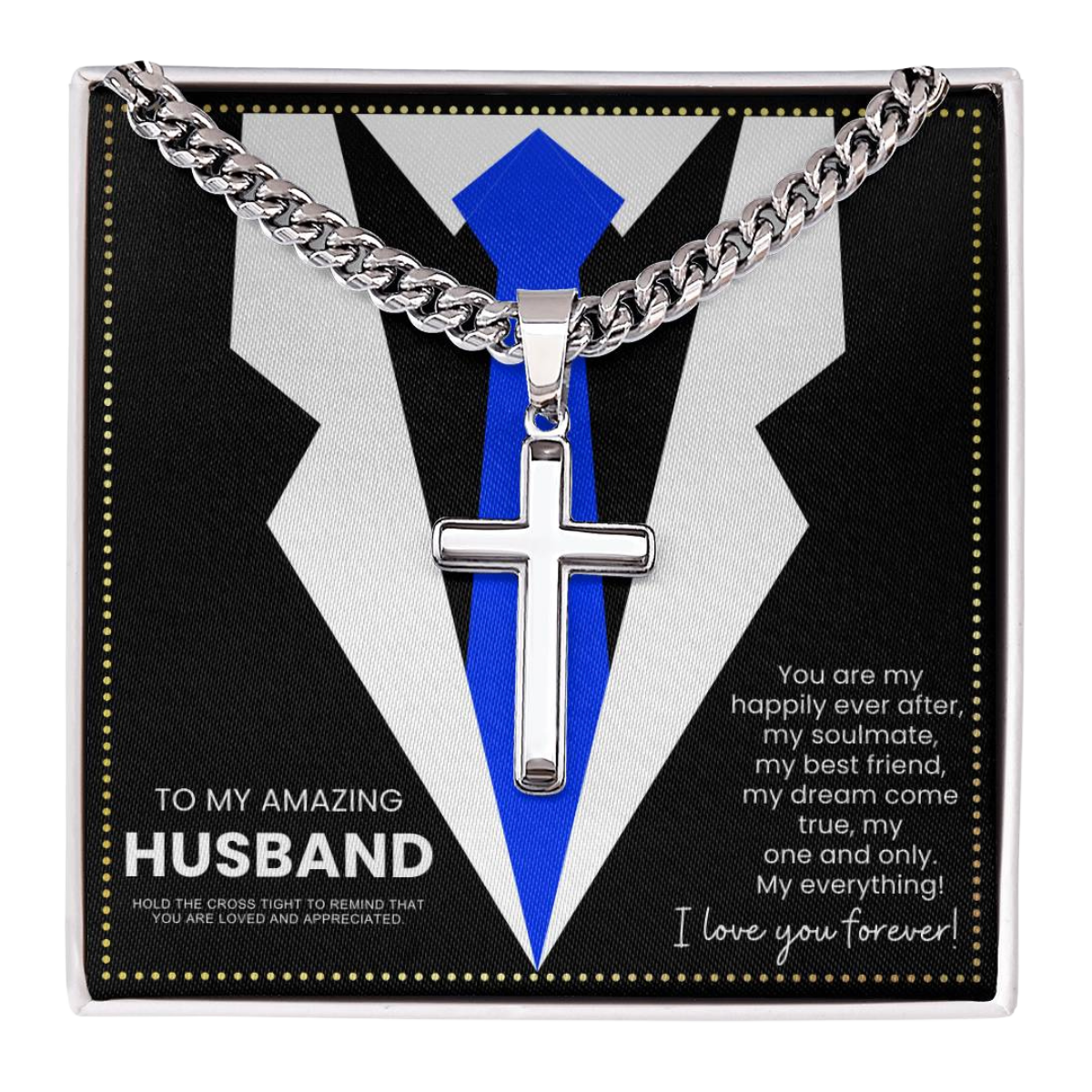 JGF Jewelry Gifts for Family Husband Card From Wife Silver Crucifix Pendant For Men