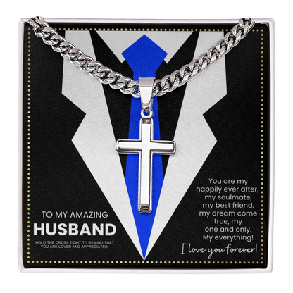 JGF Jewelry Gifts for Family Husband Card From Wife Silver Crucifix Pendant For Men