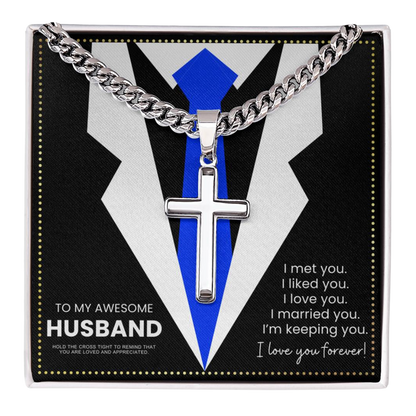 JGF Jewelry Gifts for Family Husband Birthday Card From Wife Romantic Silver Necklace For Men