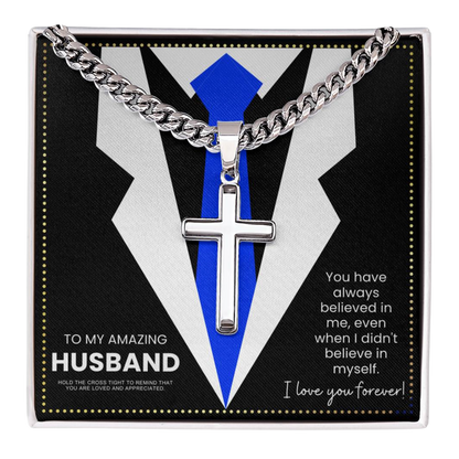 JGF Jewelry Gifts for Family Husband Birthday Card Religious Crucifix Necklace Men