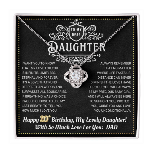 JGF Jewelry Gifts for Family Daughter 20th Birthday From Dad Love Knot Necklace