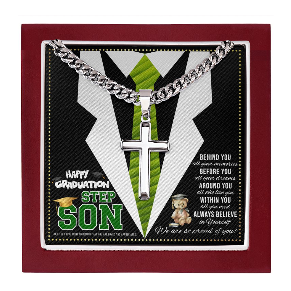 JGF Jewelry Gifts for Family Step Son PhD Graduation For Boys