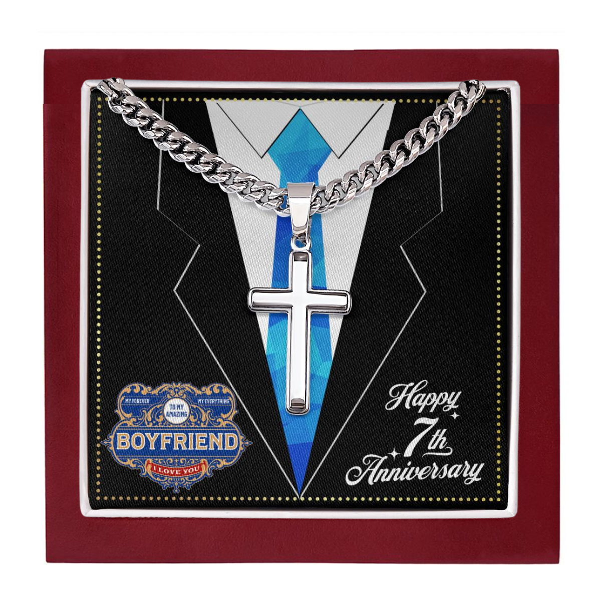 JGF Jewelry Gifts for Family 7 Year 7th Anniversary For Him Boyfriend