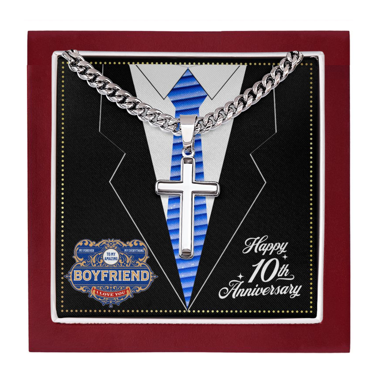 JGF Jewelry Gifts for Family 10 Year 10th Anniversary For Him Boyfriend