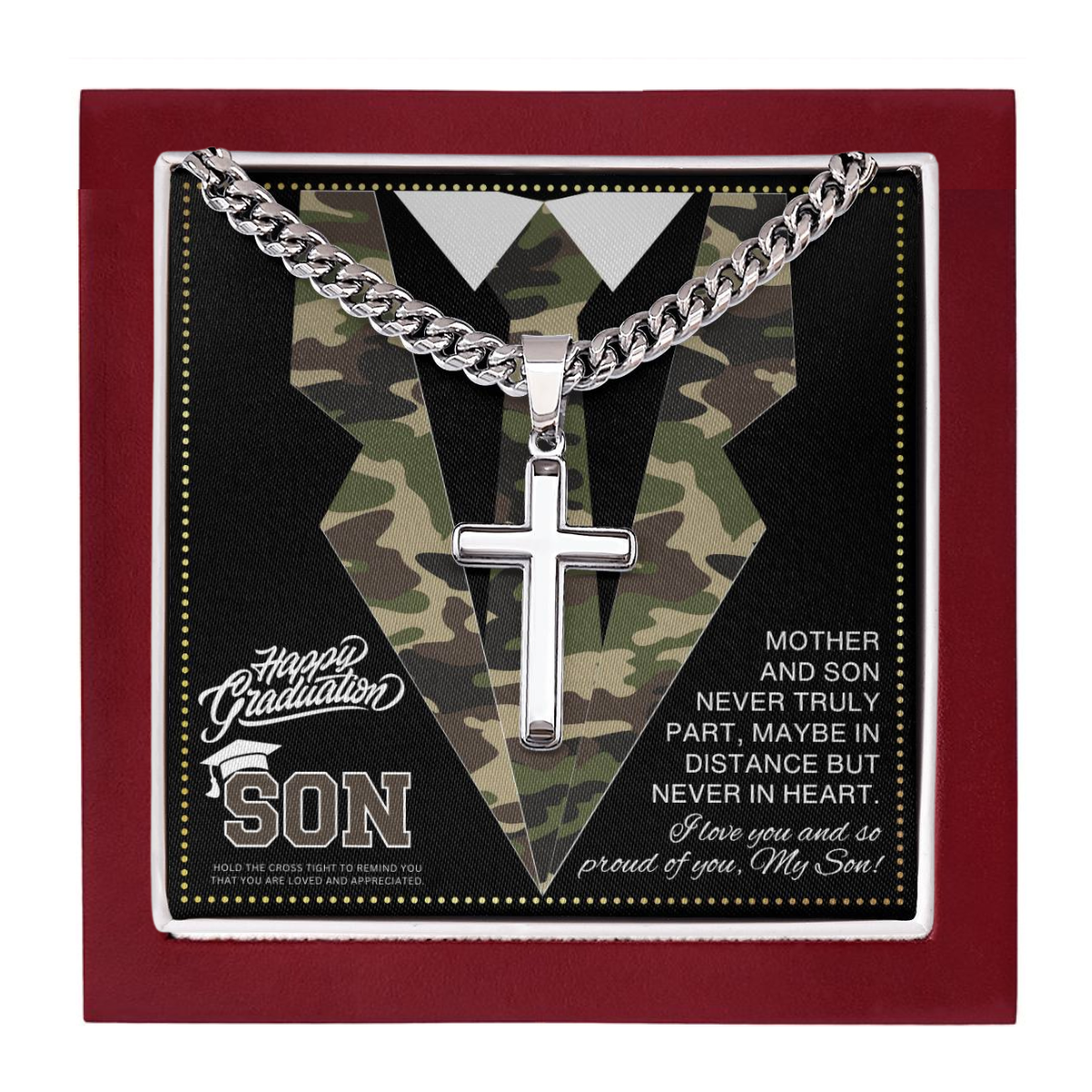 JGF Jewelry Gifts for Family Military Boot Camp Graduation Gifts Cross Necklace For My Son