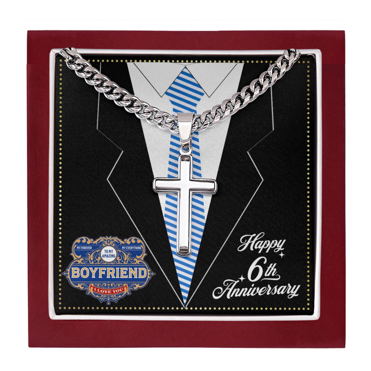 JGF Jewelry Gifts for Family 6 Six 6th Anniversary For Him Boyfriend