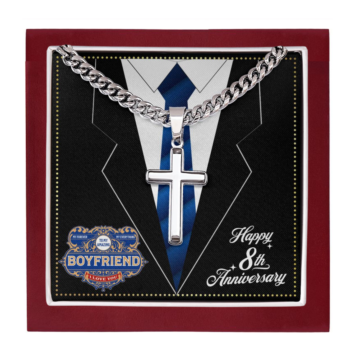 JGF Jewelry Gifts for Family 8 Year 8th Anniversary For Him Boyfriend