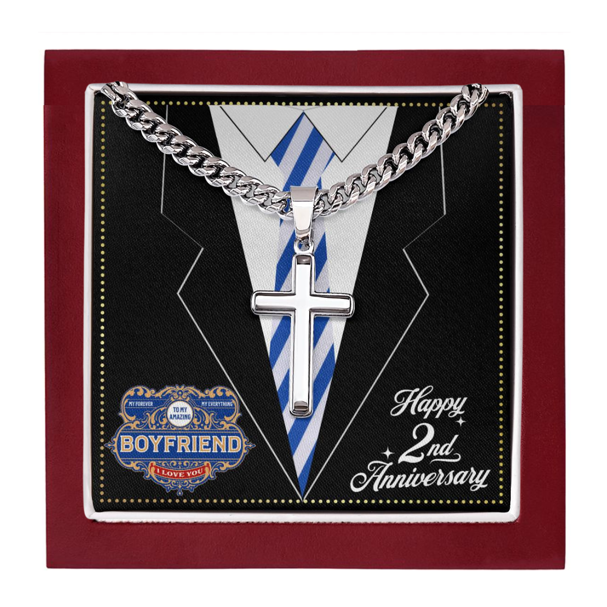 JGF Jewelry Gifts for Family 2 Year 2nd Anniversary For Him Boyfriend