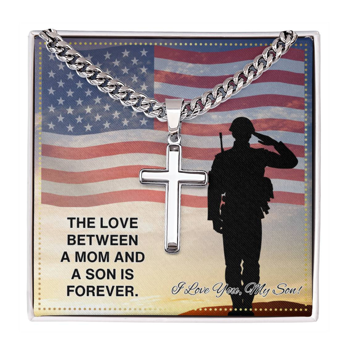 JGF Jewelry Gifts for Family US Military Army Soldier Cross Necklace For Son From Mom