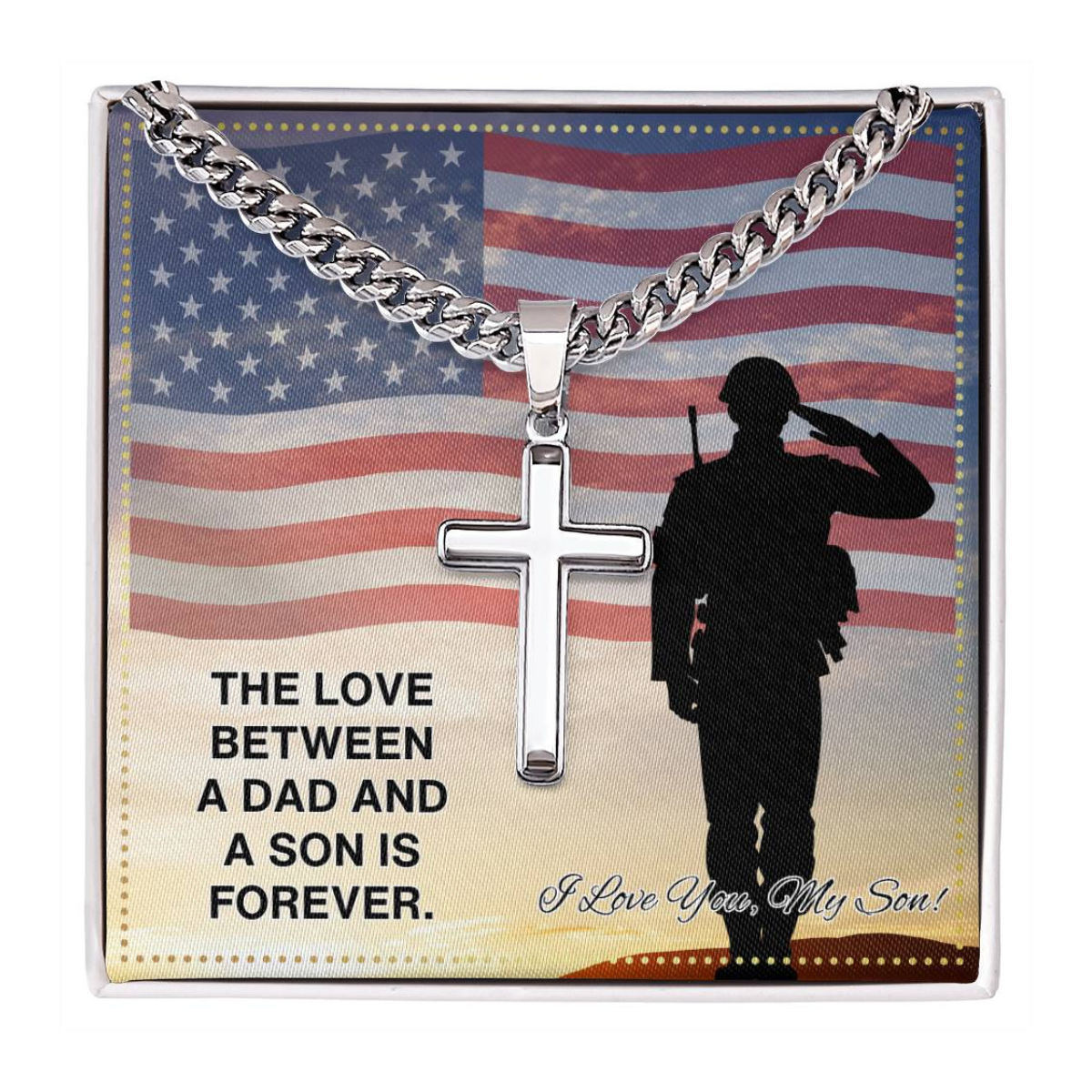 JGF Jewelry Gifts for Family US Military Army Soldier Cross Necklace For Son From Dad