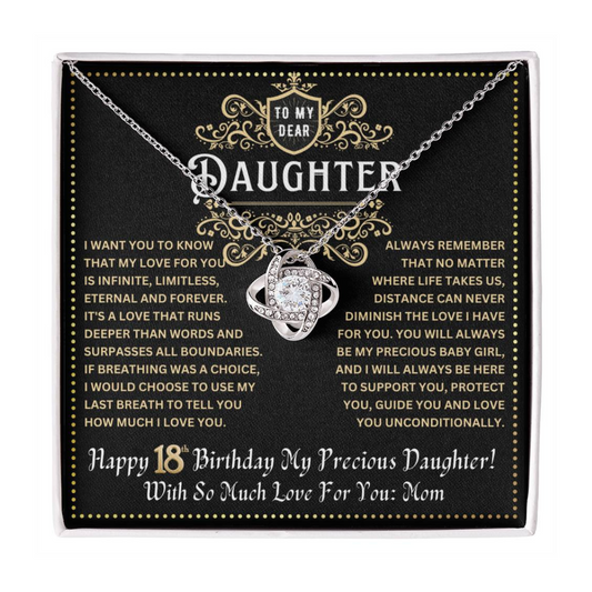 JGF Jewelry Gifts for Family 18th Birthday Card For Daughter From Dad Love Knot Necklace