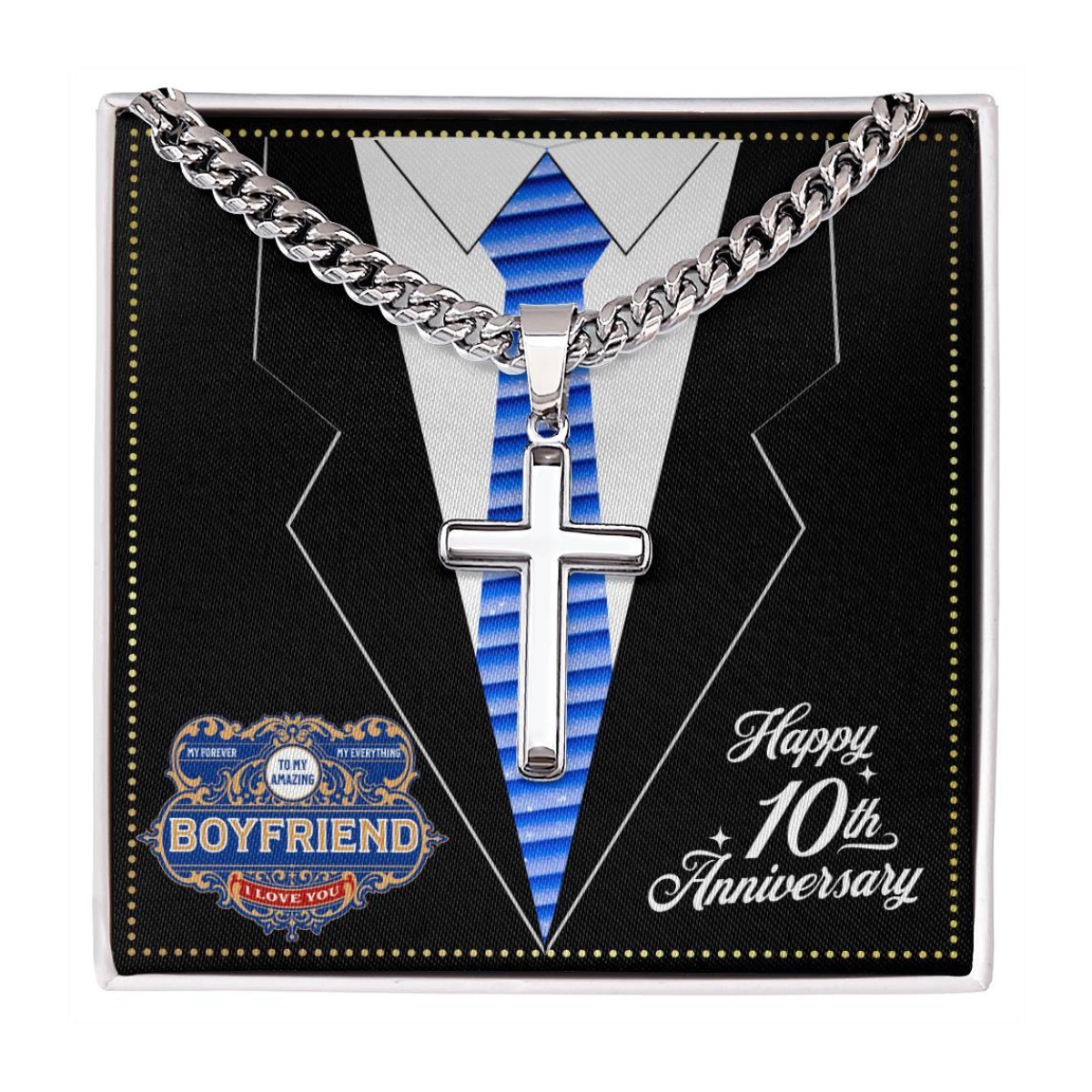 JGF Jewelry Gifts for Family 10 Year 10th Anniversary For Him Boyfriend