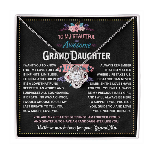 JGF Jewelry Gifts for Family Love Knot Necklaces For Granddaughter From Grandmother
