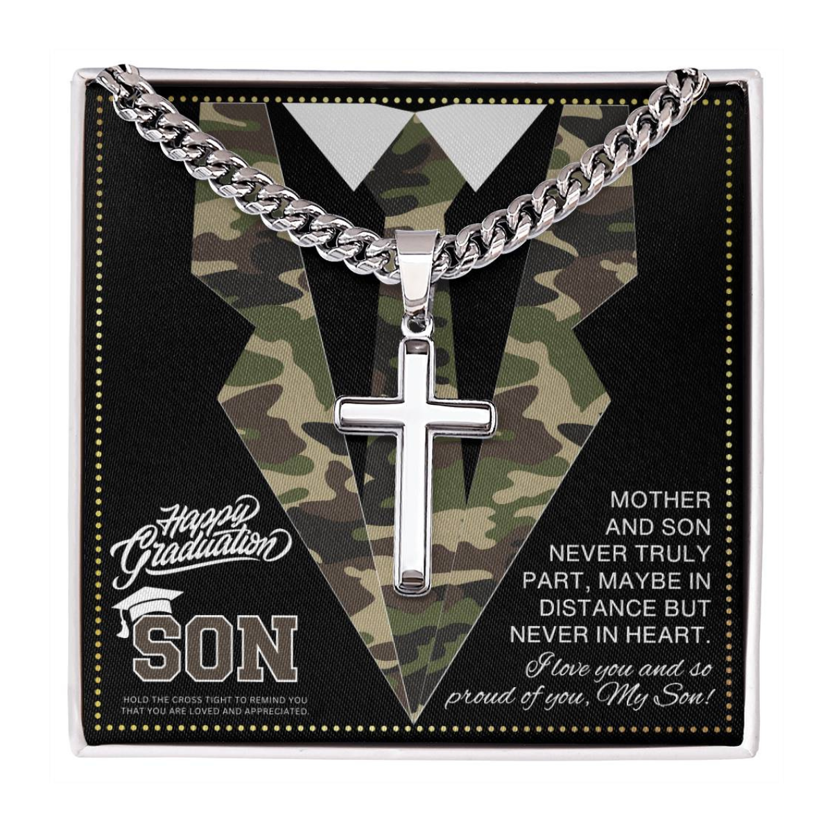 JGF Jewelry Gifts for Family Military Boot Camp Graduation Gifts Cross Necklace For My Son