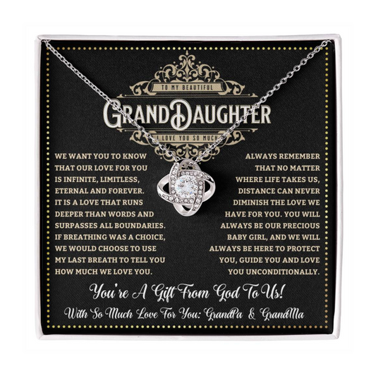 JGF Jewelry Gifts for Family To My Beautiful Granddaughter Love Knot Necklace From Grandparents