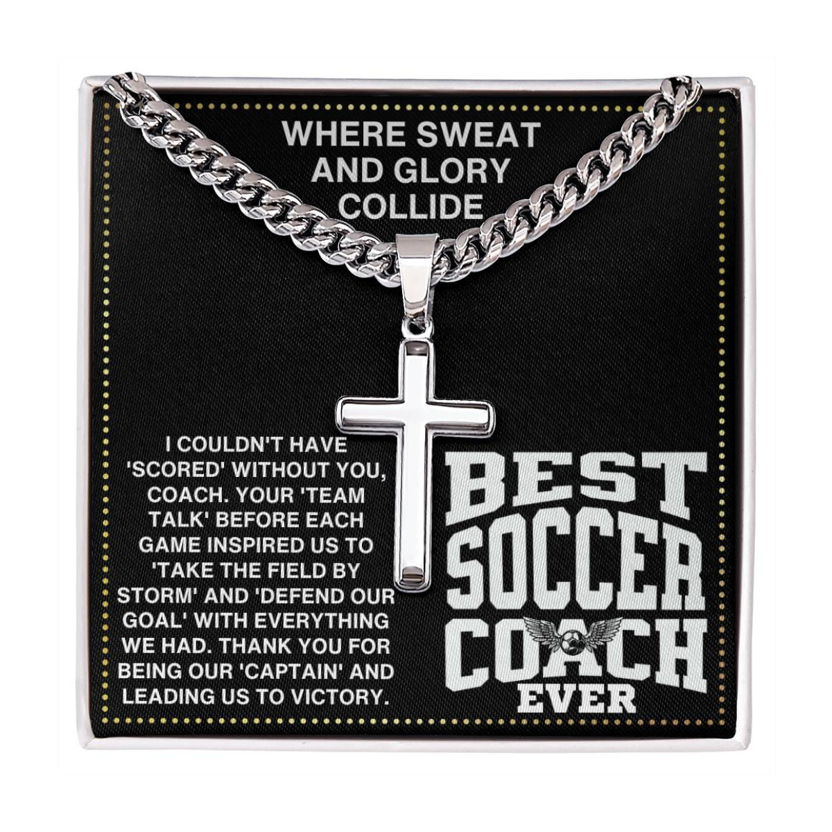 JGF Jewelry Gifts for Family Thank You Coach Soccer Ball