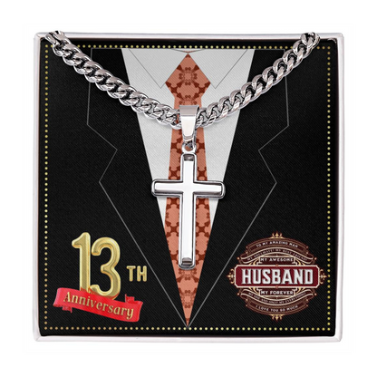 JGF Jewelry Gifts for Family 13 Year 13th Wedding Anniversary for Him Husband Cross Necklace for Men