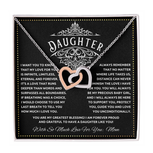 JGF Jewelry Gifts for Family To My Daughter Necklace From Mom Double Hearts