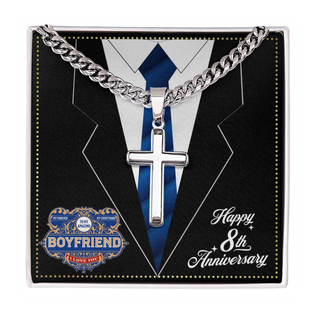 JGF Jewelry Gifts for Family 8 Year 8th Anniversary For Him Boyfriend