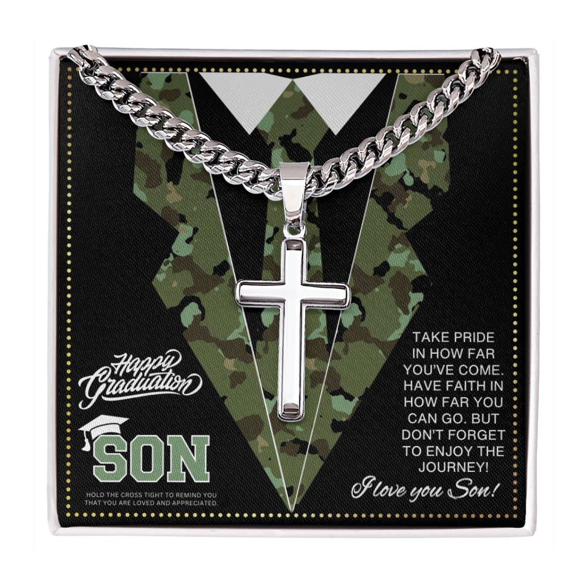 JGF Jewelry Gifts for Family US Navy Military Graduation Gifts Cross Necklace For My Son