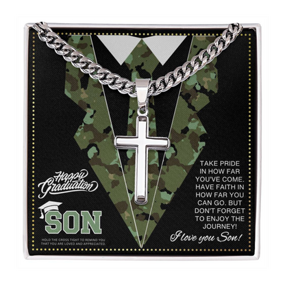 JGF Jewelry Gifts for Family US Navy Military Graduation Gifts Cross Necklace For My Son