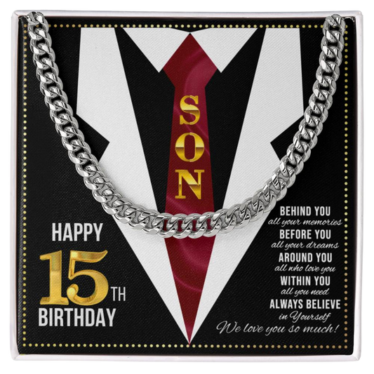 JGF Jewelry Gifts for Family Happy 15th Birthday Card Boy Son Present For My 15 Year Old Boy